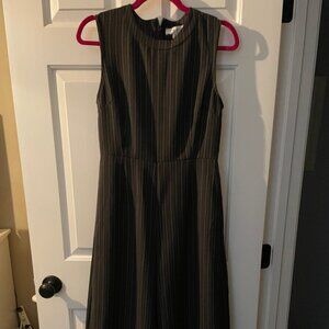 THML gray pinstripe jumpsuit, cropped pants